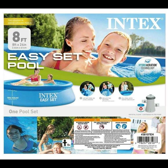 Intex 8 x 24 Pool Pump Filter Easy Set Round Inflatable Above Ground - Picture 1 of 3